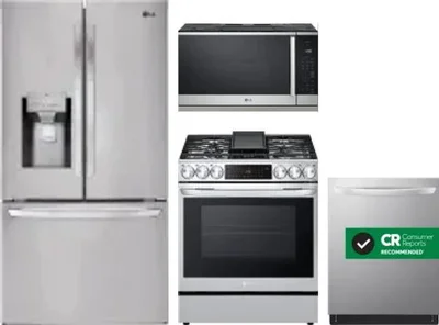 4 Piece Package Includes Refrigerator, Range, Microwave And Dishwasher