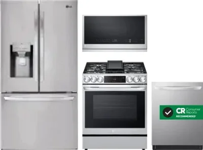 4 Piece Package Includes Refrigerator, Range, Microwave And Dishwasher
