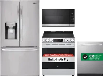 4 Piece Package Includes Refrigerator, Range, Microwave And Dishwasher