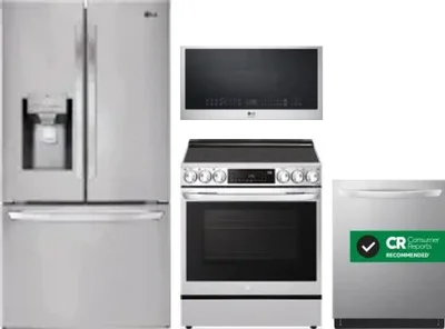 4 Piece Package Includes Refrigerator, Range, Microwave And Dishwasher