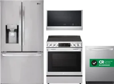 4 Piece Package Includes Refrigerator, Range, Microwave And Dishwasher
