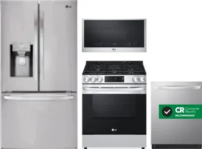 4 Piece Package Includes Refrigerator, Range, Microwave And Dishwasher