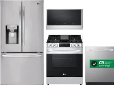 4 Piece Package Includes Refrigerator, Range, Microwave And Dishwasher
