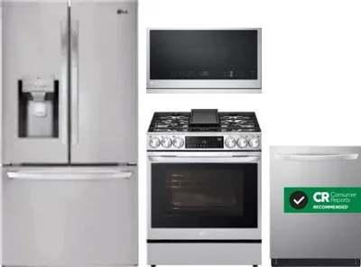 4 Piece Package Includes Refrigerator, Range, Microwave And Dishwasher