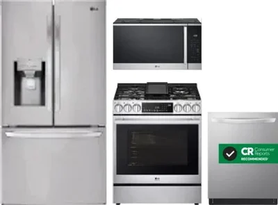 4 Piece Package Includes Refrigerator, Range, Microwave And Dishwasher