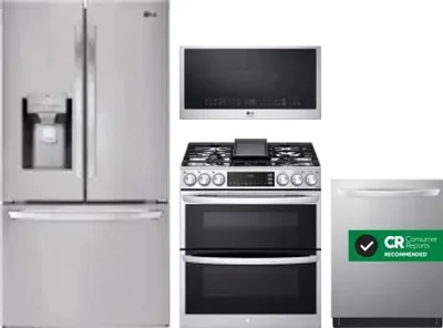 4 Piece Package Includes Refrigerator, Range, Microwave And Dishwasher