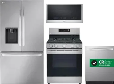 4 Piece Package Includes Refrigerator, Range, Microwave And Dishwasher