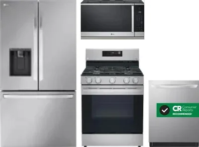 4 Piece Package Includes Refrigerator, Range, Microwave And Dishwasher