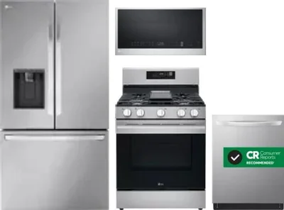 4 Piece Package Includes Refrigerator, Range, Microwave And Dishwasher