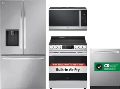 4 Piece Package Includes Refrigerator, Range, Microwave And Dishwasher