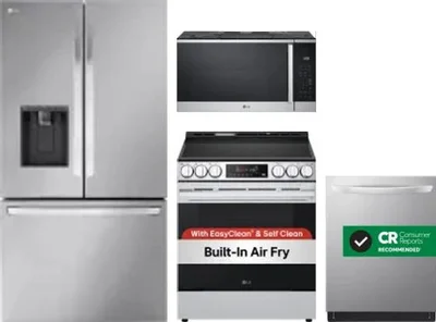 4 Piece Package Includes Refrigerator, Range, Microwave And Dishwasher