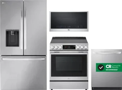 4 Piece Package Includes Refrigerator, Range, Microwave And Dishwasher