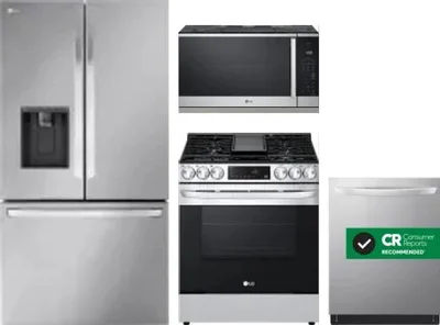 4 Piece Package Includes Refrigerator, Range, Microwave And Dishwasher