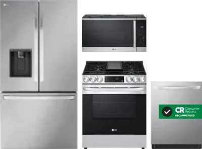 4 Piece Package Includes Refrigerator, Range, Microwave And Dishwasher