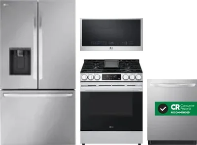 4 Piece Package Includes Refrigerator, Range, Microwave And Dishwasher