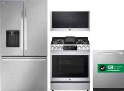 4 Piece Package Includes Refrigerator, Range, Microwave And Dishwasher