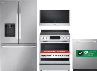 4 Piece Package Includes Refrigerator, Range, Microwave And Dishwasher