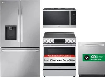 4 Piece Package Includes Refrigerator, Range, Microwave And Dishwasher