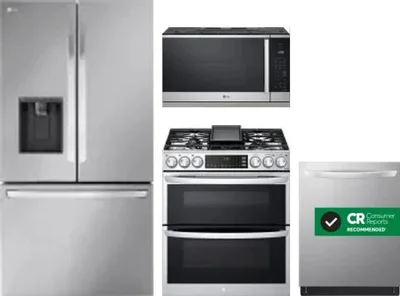 4 Piece Package Includes Refrigerator, Range, Microwave And Dishwasher