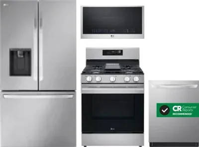 4 Piece Package Includes Refrigerator, Range, Microwave And Dishwasher