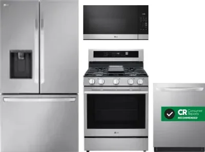 4 Piece Package Includes Refrigerator, Range, Microwave And Dishwasher