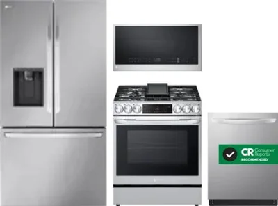 4 Piece Package Includes Refrigerator, Range, Microwave And Dishwasher