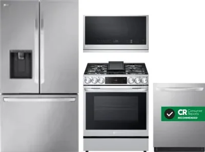 4 Piece Package Includes Refrigerator, Range, Microwave And Dishwasher