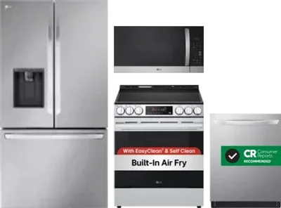 4 Piece Package Includes Refrigerator, Range, Microwave And Dishwasher