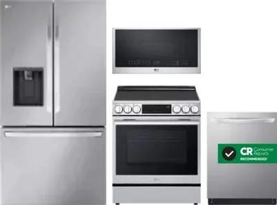 4 Piece Package Includes Refrigerator, Range, Microwave And Dishwasher