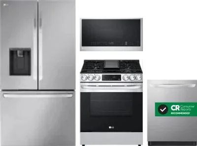 4 Piece Package Includes Refrigerator, Range, Microwave And Dishwasher