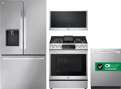 4 Piece Package Includes Refrigerator, Range, Microwave And Dishwasher