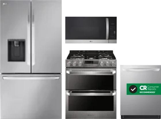 4 Piece Package Includes Refrigerator, Range, Microwave And Dishwasher