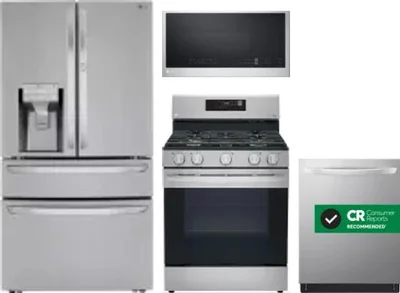 4 Piece Package Includes Refrigerator, Range, Microwave And Dishwasher