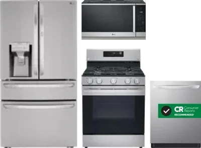 4 Piece Package Includes Refrigerator, Range, Microwave And Dishwasher