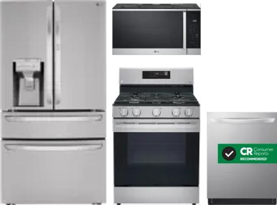 4 Piece Package Includes Refrigerator, Range, Microwave And Dishwasher