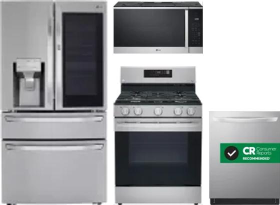 4 Piece Package Includes Refrigerator, Range, Microwave And Dishwasher
