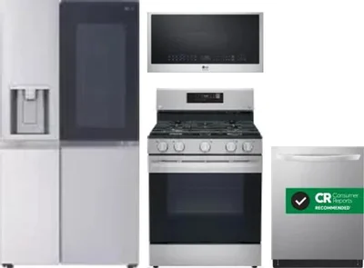 4 Piece Package Includes Refrigerator, Range, Microwave And Dishwasher