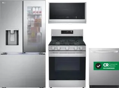 4 Piece Package Includes Refrigerator, Range, Microwave And Dishwasher
