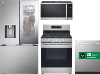 4 Piece Package Includes Refrigerator, Range, Microwave And Dishwasher