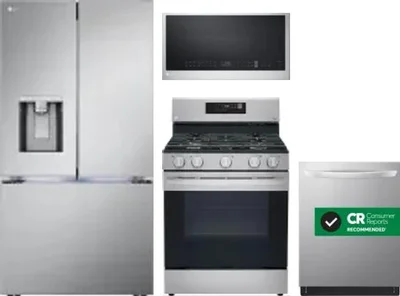 4 Piece Package Includes Refrigerator, Range, Microwave And Dishwasher