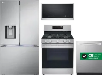 4 Piece Package Includes Refrigerator, Range, Microwave And Dishwasher