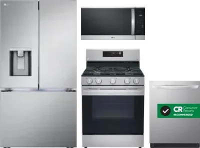 4 Piece Package Includes Refrigerator, Range, Microwave And Dishwasher