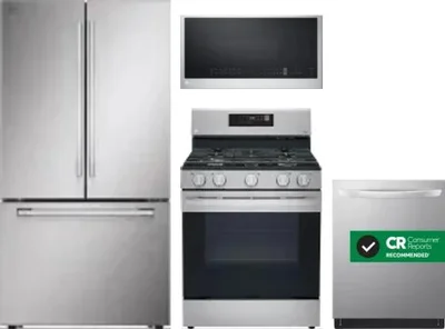 4 Piece Package Includes Refrigerator, Range, Microwave And Dishwasher