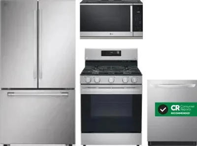 4 Piece Package Includes Refrigerator, Range, Microwave And Dishwasher