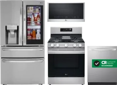 4 Piece Package Includes Refrigerator, Range, Microwave And Dishwasher