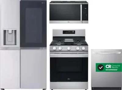 4 Piece Package Includes Refrigerator, Range, Microwave And Dishwasher