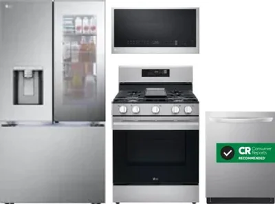 4 Piece Package Includes Refrigerator, Range, Microwave And Dishwasher