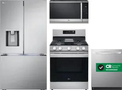 4 Piece Package Includes Refrigerator, Range, Microwave And Dishwasher