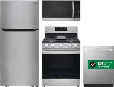 4 Piece Package Includes Refrigerator, Range, Microwave And Dishwasher