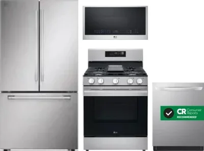 4 Piece Package Includes Refrigerator, Range, Microwave And Dishwasher
